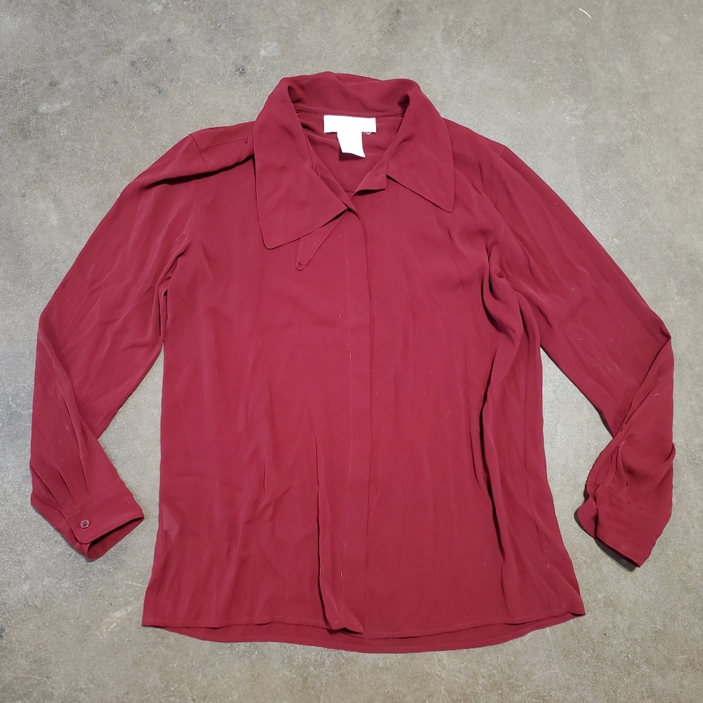 Burgundy | JONES NEW YORK | Button Down Blouse